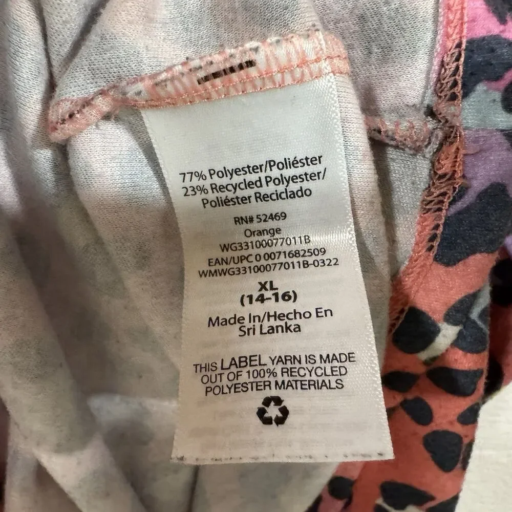Wonder Nation Girls Pink Orange Multi Leopard Print Short Sleeve Nightgown
